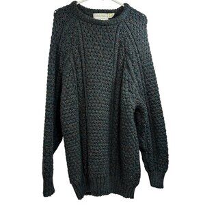Vtg Patrick Malin Sweater Mens L Tweed Ireland  Cable Knit Fisherman Chunky